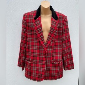 Sag Harbor plaid jacket wool blend size 14